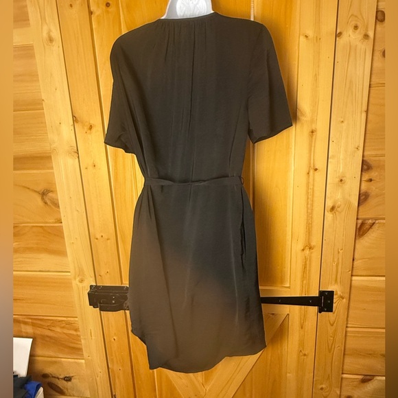 EUC Lucky Brand Black Short Sleeve Shirt Dress Hidden Snaps 100% Polyester M - Picture 3 of 5